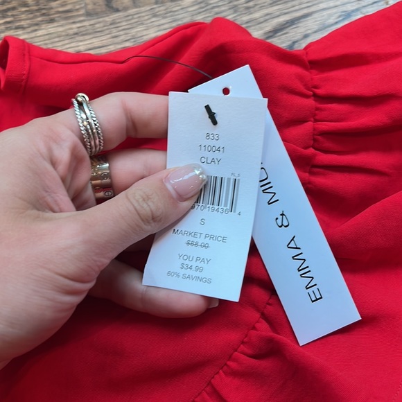 NWT EMMA & MICHELE CLAY RUFFLE DRESS - Picture 5 of 6